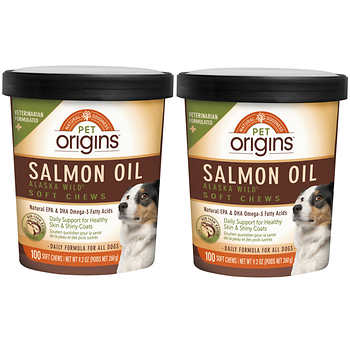 Pet Origins Salmon Oil Soft Chews for Dogs 100-count, 2-pack