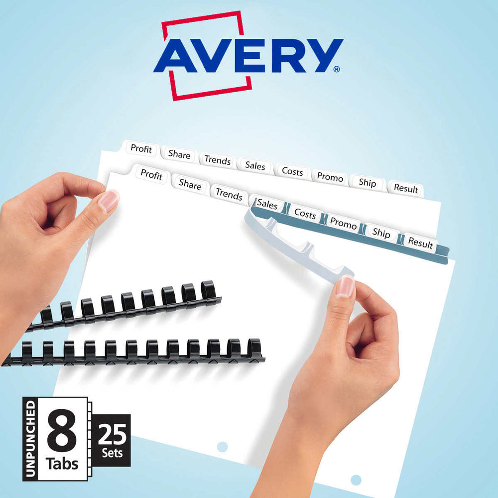 Avery Clear Label 8-Tab Index Divider, Letter Size, 25 Sets