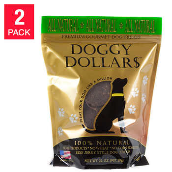 Doggy Dollars Premium Beef Dog Treats 32 oz, 2-pack