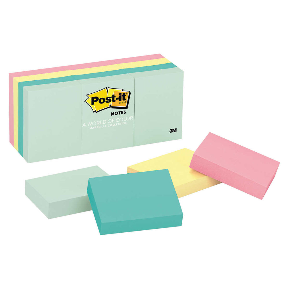 Post-it Notes, 1-1/2 x 2, Marseille colors, 12 Pads, 2-pack