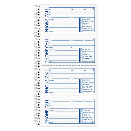 Tops Two-Part Carbonless Spiralbound Message Book, 3-count