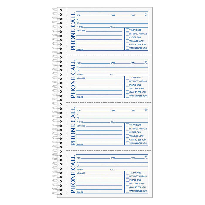 Tops Two-Part Carbonless Spiralbound Message Book, 3-count