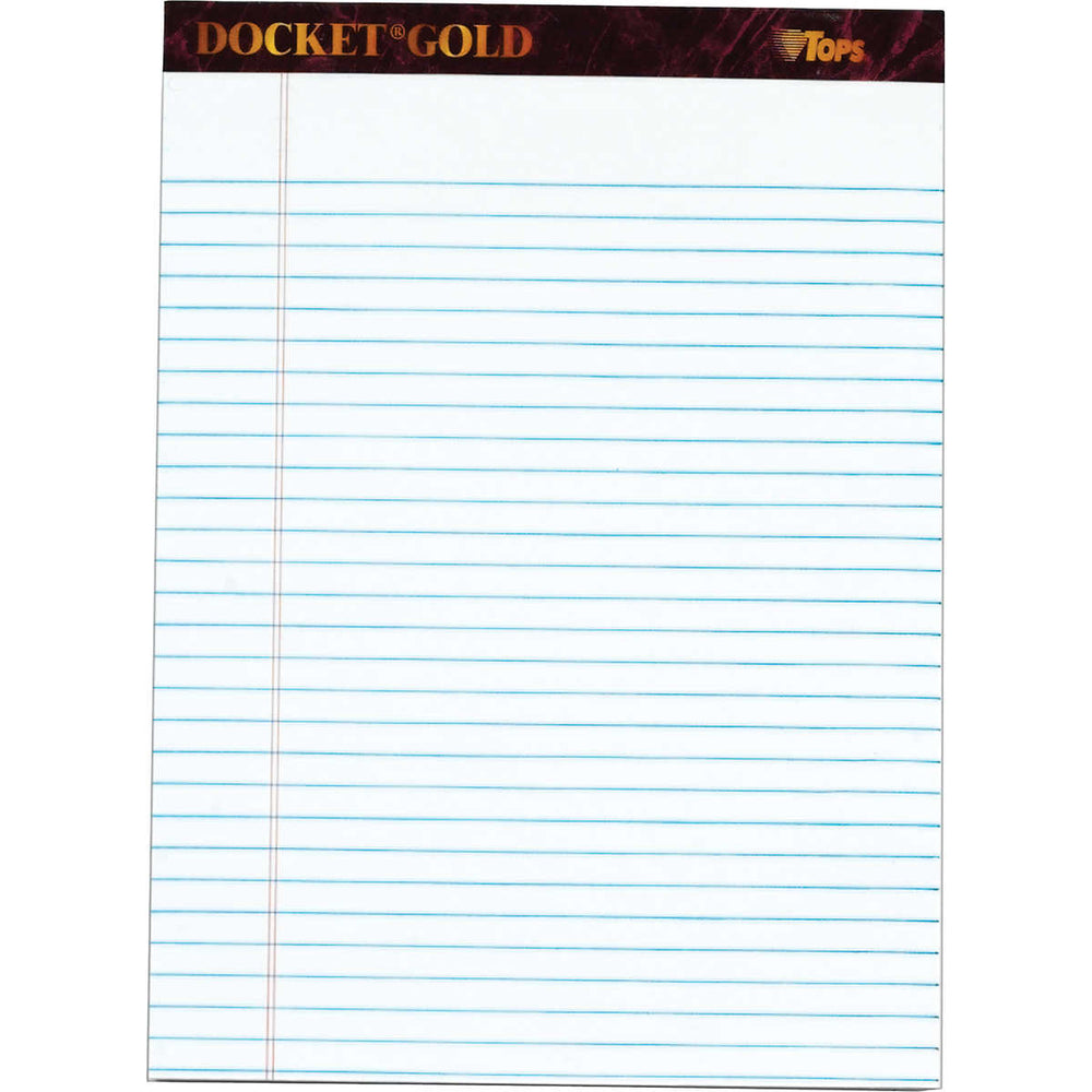 TOPS Docket Gold Pad, 8-1/2 in. x 11-3/4 in. White, 12-count