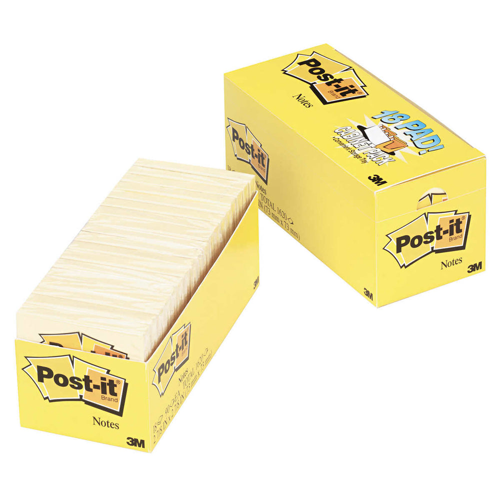 Post-it Notes, Canary Yellow, 3 x 3, 18-pack